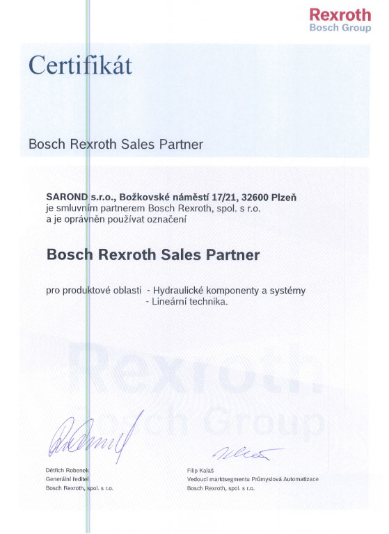 Certificate BOSCH REXROTH